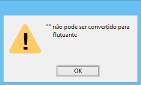 Erro para valor incorreto inserido
