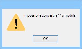Messaggio di errore per il valore non corretto immesso