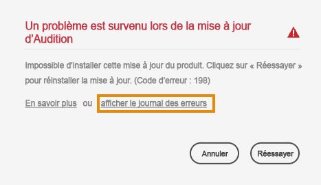 Échec de l’installation d’une mise à jour