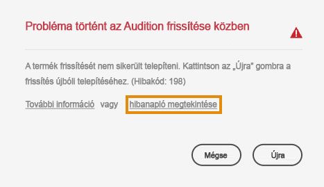 Nem sikerült telepíteni a frissítést