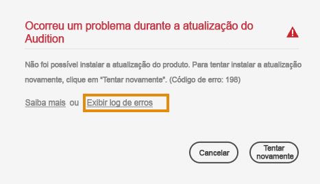 Não é possível instalar a atualização