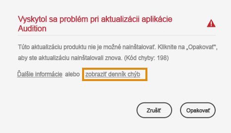 Nie je možné nainštalovať aktualizáciu