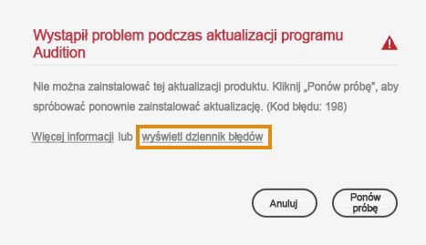 Nie można zainstalować aktualizacji