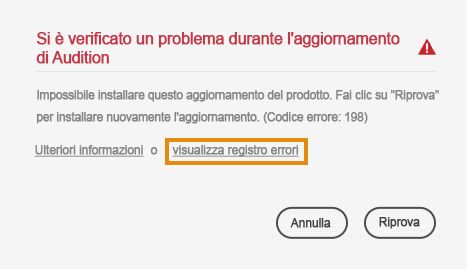 Impossibile installare l’aggiornamento