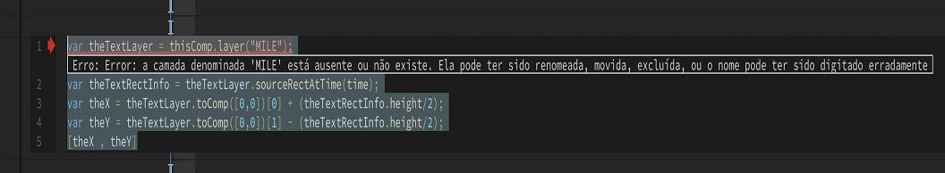 Mensagem de erro exibida no snippet de código