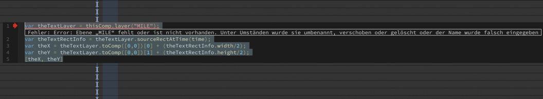 Im Codefragment angezeigte Fehlermeldung