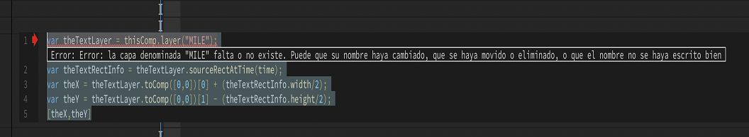 Mensaje de error mostrado en el fragmento de código 