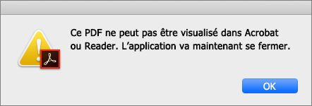 Erreur « Le PDF ne peut pas être affiché dans Acrobat ou Reader »