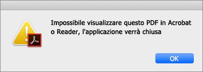 Errore: impossibile visualizzare PDF in Acrobat o Reader