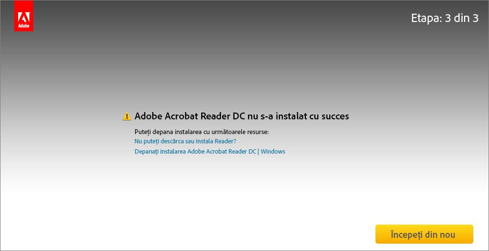 Eroare la instalarea din Centrul de descărcări Acrobat Reader