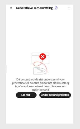 Foutmelding die wordt weergegeven wanneer AI-assistent een PDF niet kan verwerken