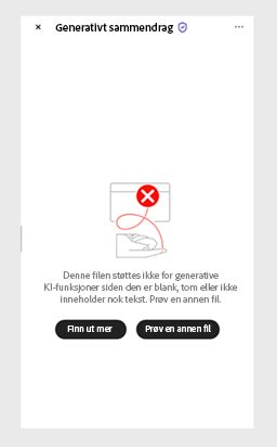 Feilmelding som vises når AI Assistant ikke kan behandle en PDF