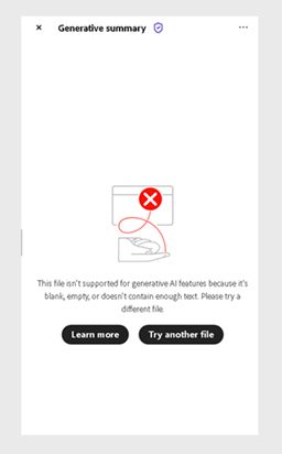 رسالة خطأ تظهر عندما يتعذر على الذكاء الاصطناعي معالجة ملف PDF
