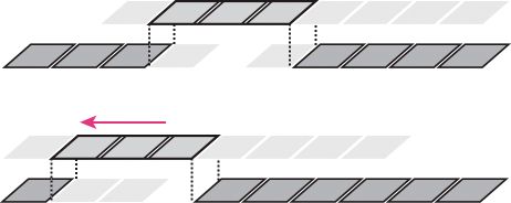Bei diesem Vorgang „Clip verschieben – Slide“ wird ein Clip nach links gezogen, sodass sein Anfang in der Sequenz nach vorn verschoben wird. Der vorhergehende Clip wird dadurch gekürzt und der darauffolgende Clip verlängert.