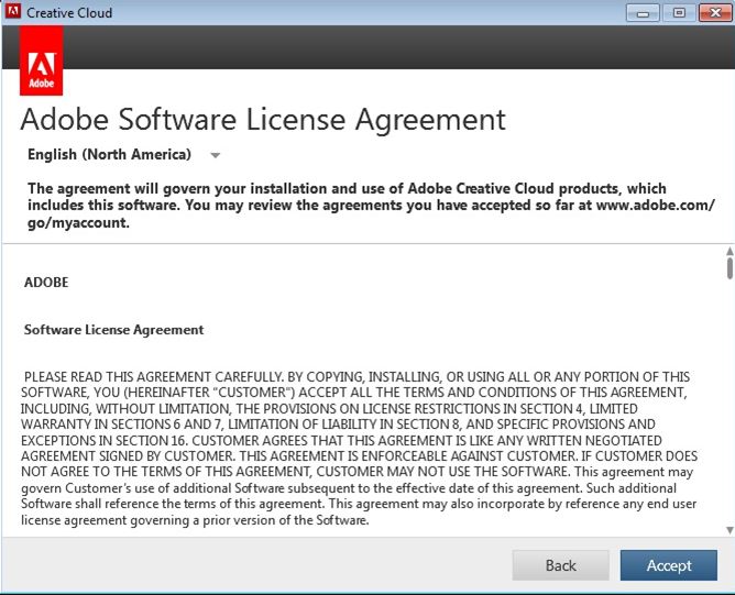 EULA dialog box