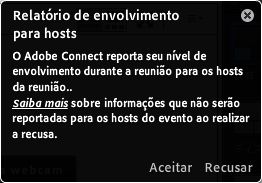 Notificador da reunião com a opção de recusa e um link para saber mais sobre o controle de envolvimento.