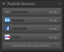 Lightroom Classic CC Publish Services-panelet