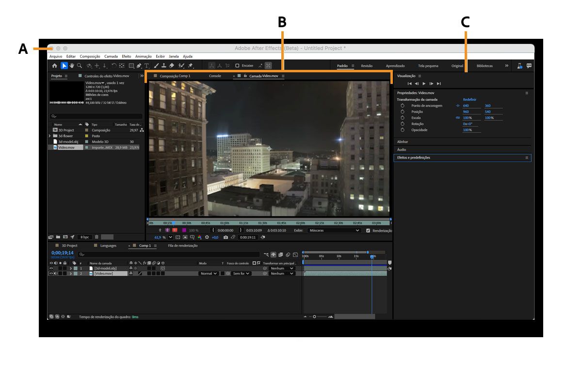 Exemplo de espaço de trabalho