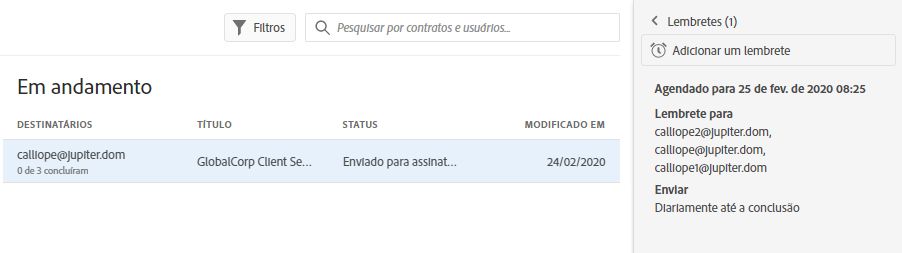 Lembrete existente