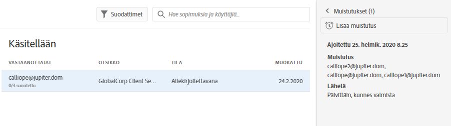 Olemassa oleva muistutus