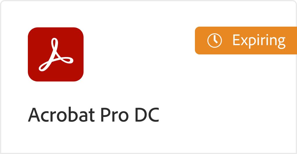 В Admin Console в разделе «Обзор» Acrobat Pro отмечен как продукт с истекающим сроком действия