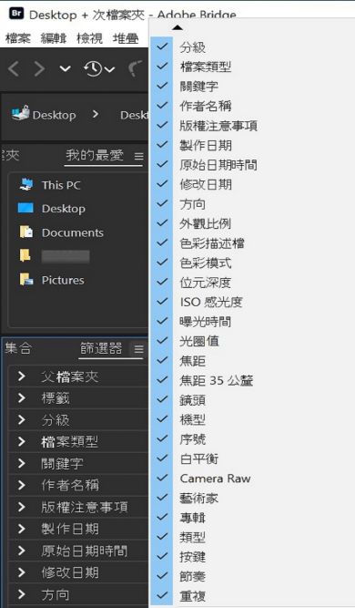探索 Adobe Bridge 中的「篩選器」面板。