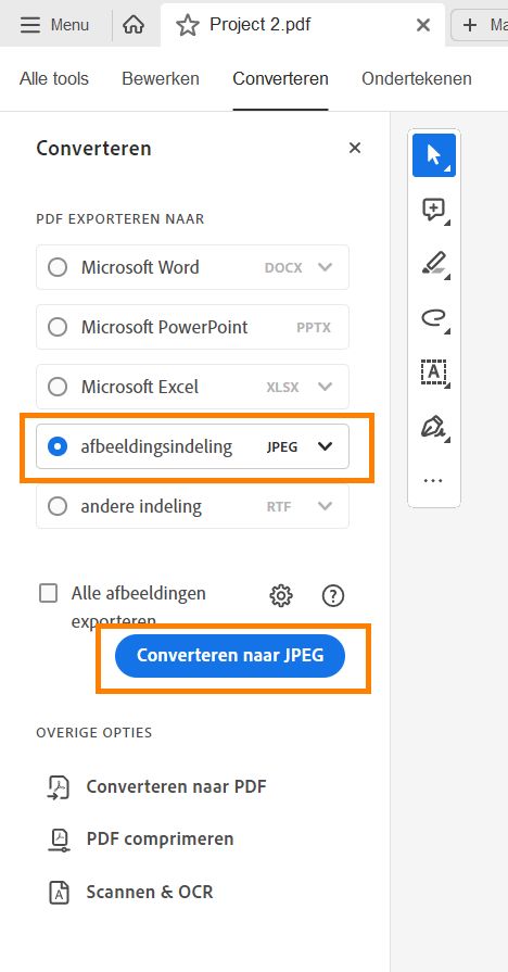Exporteer een PDF-bestand naar een JPG- of JPEG-bestandsindeling.