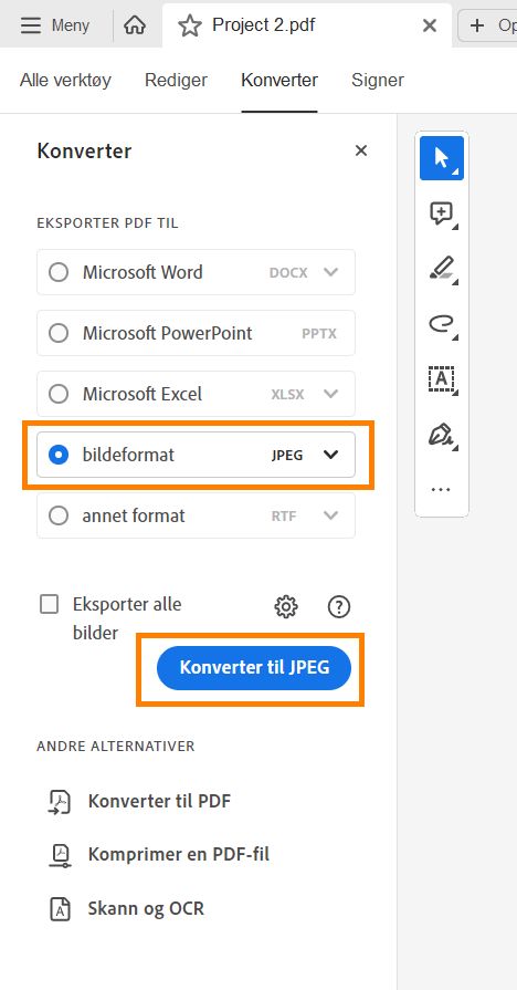 Eksporter en PDF-fil som JPG- eller JPEG-filformat.