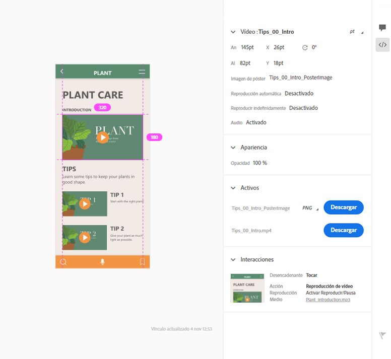Vista de detalles de capa