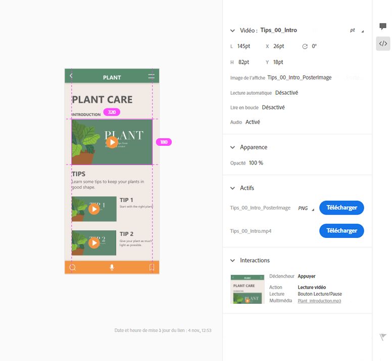 Vue des détails de calque