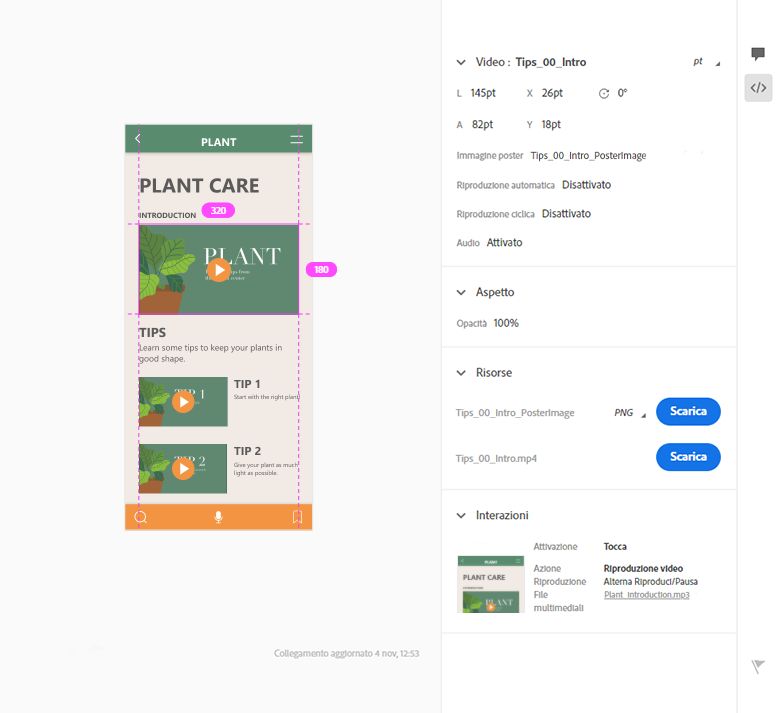 Vista Dettagli livello