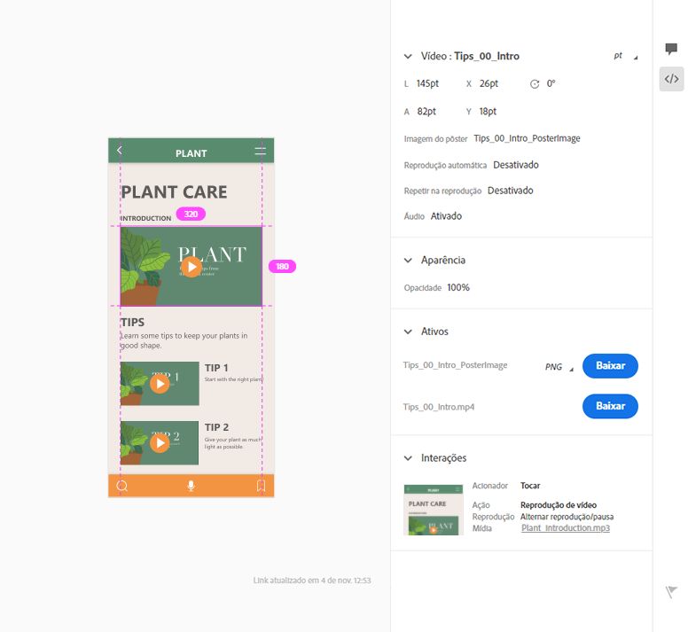 Exibição de detalhes da camada
