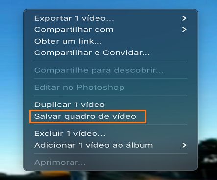 Exporte um quadro do vídeo no Lightroom.