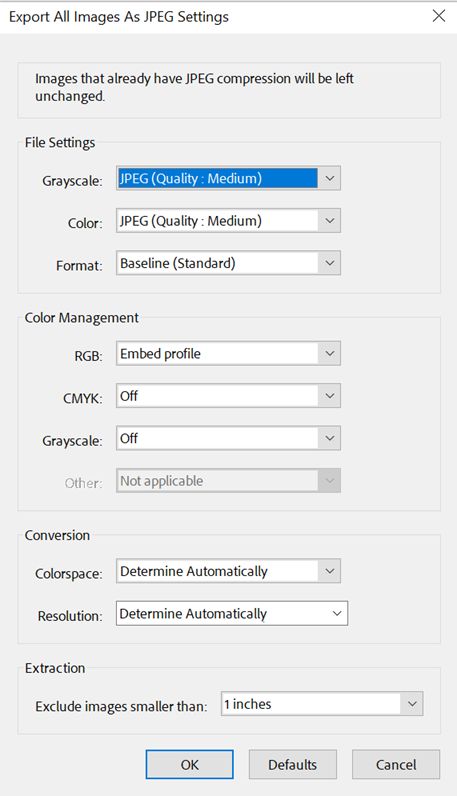 הגדרות ייצוא תמונה