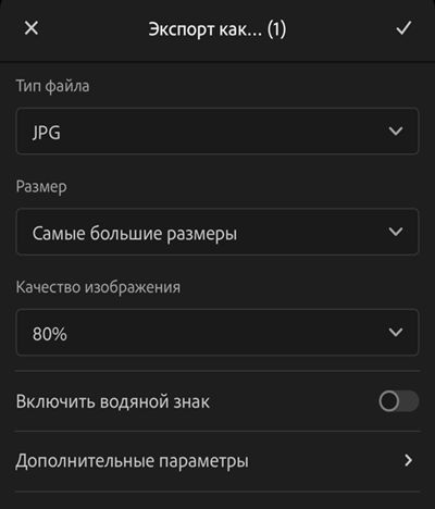 Параметры экспорта