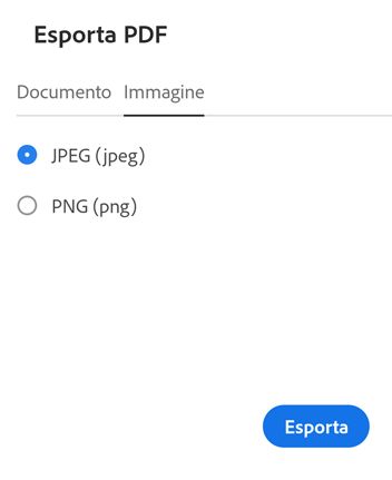 Esportare un PDF come immagine utilizzando l’app Acrobat Reader per Android.