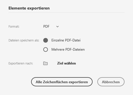 Optionen beim Exportieren ins PDF-Format