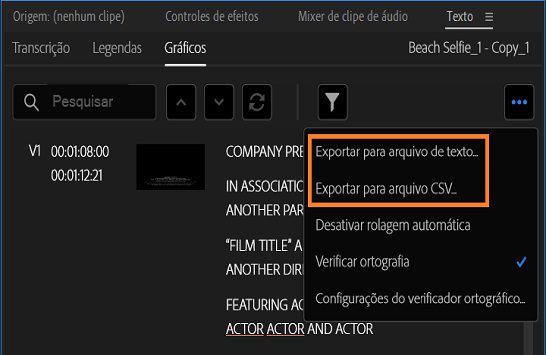 Exportar texto de animações 