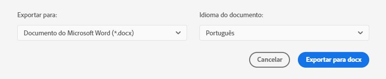 Selecionar o formato de arquivo e o idioma do documento