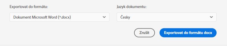 Výběr formátu souboru a jazyka dokumentu