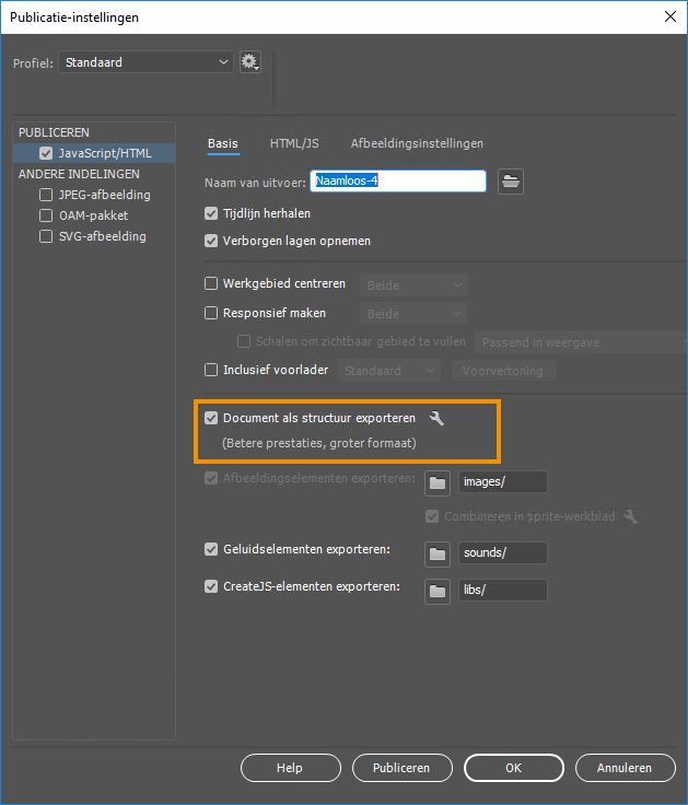 Document als structuur exporteren