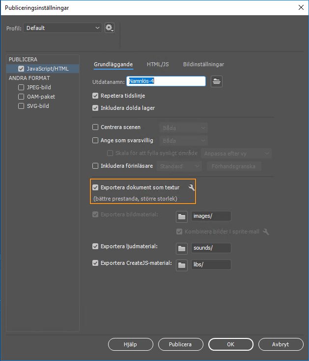 Exportera dokument som textur  