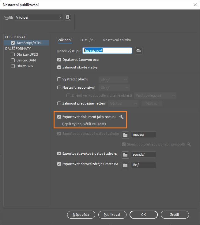 Exportovat dokument jako texturu