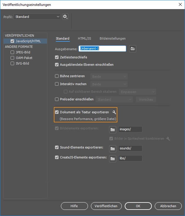 Dokument als Textur exportieren