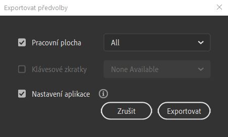 Exportovat předvolby