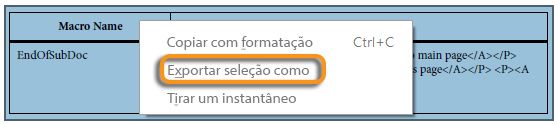 Exportação de uma seleção no Acrobat