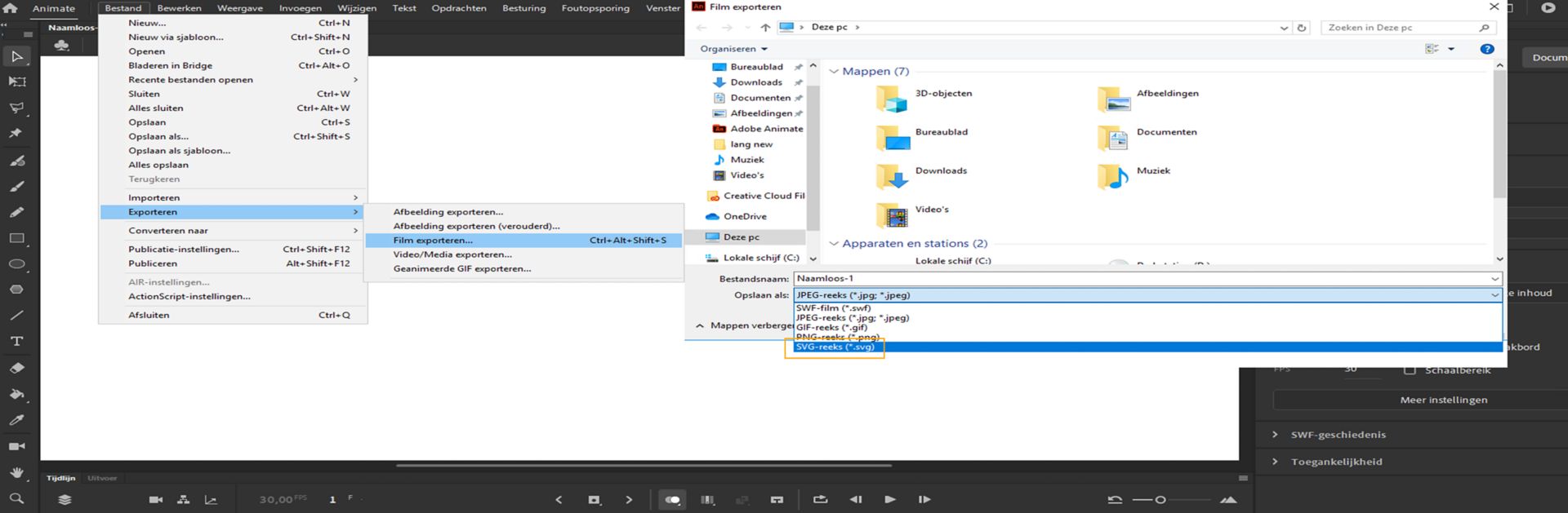 SVG-reeks exporteren