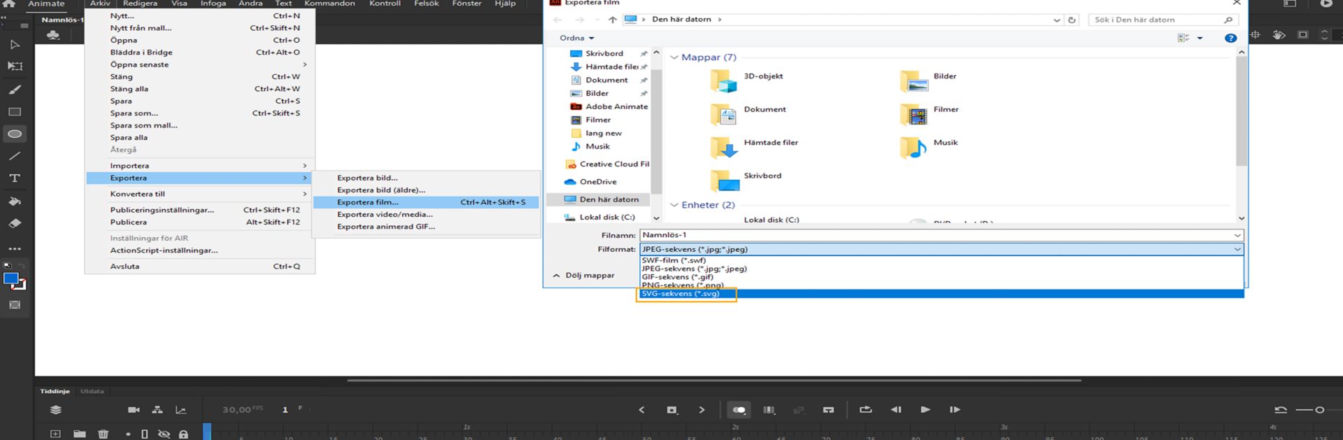 Exportera PNG-sekvens