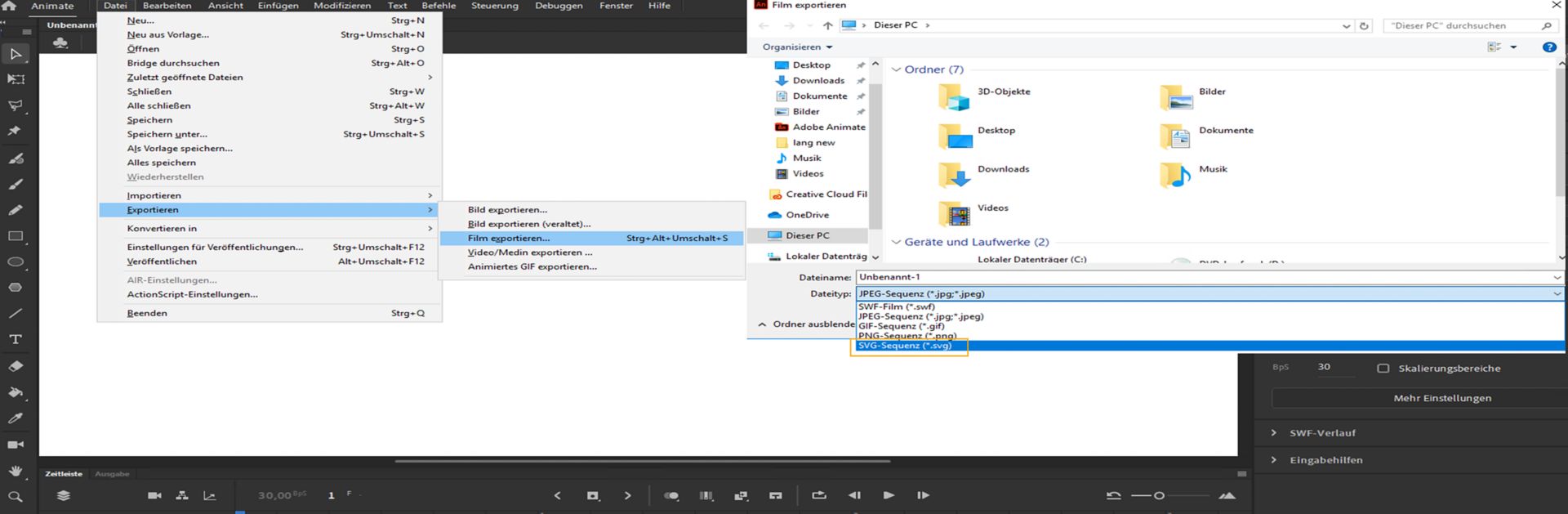 SVG-Sequenz exportieren