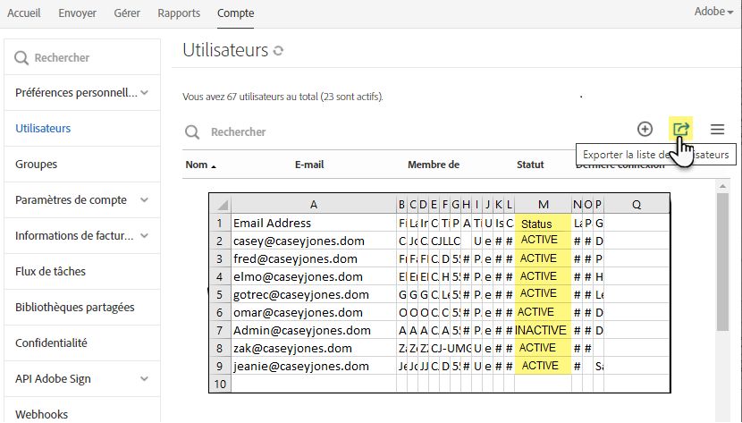 Exporter la liste des utilisateurs